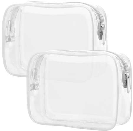 2Pièces Trousse de Toilette Voyage,Pochette Transparente Avion Petite Maquillage Cosmétique Kit Avionmaquillage à Capacité Grande Sac Plastique Sacs Clear Bain Bag Grand Zippée Toiletry,pour Travel