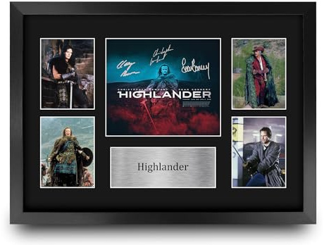 HWC Trading Highlander Geschenke Geducktes Signiertes Autogramm Präsentationsdisplay für Fans von Film Memorabilien - A3 Gerahmt