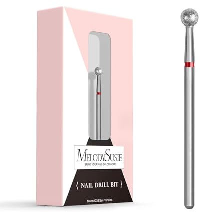 MelodySusie Fresa de uñas en forma de bola de 3/32, profesional de seguridad de carburo de tungsteno de diamante para uñas, puntas para cutículas, piel muerta y preparación de uñas, rotación