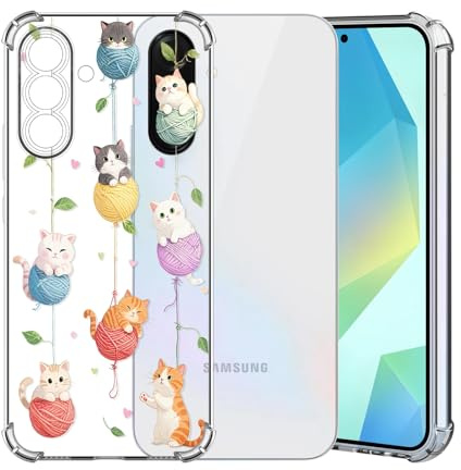 ChoosEU Transparent Hülle für Samsung Galaxy A36 5G Weich TPU Silikon Case mit Blume Muster Motiv für Mädchen Frauen Dünne Handyhülle Stoßfeste Airbag Schutzhülle Durchsichtig Cover - Katze