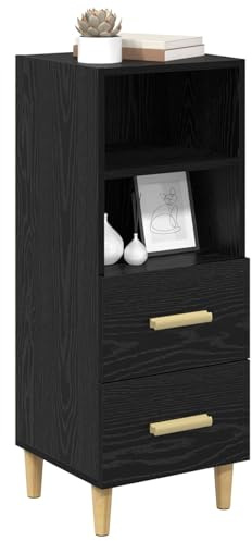 vidaXL Sideboard Black oak 34 x 34.5 x 90 cm Engineered wood, Living Room, Modern Rectangular Sideboard, Multi-Purpose Wooden Cabinet, Stylish Storage Furniture for Household Use