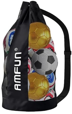 AMFUN Extra Große Ballnetz, Große Tasche aus Netzgewebe, Tragbare Ballnetz Sports Ball Ballnetz, mit Kordelzug und Schultergurt, für Fußball Basketball Fußball Volleyball Rugbyball