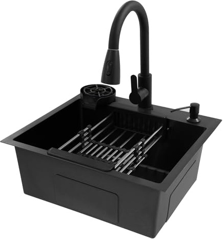 Multifunktionale Küchenspüle, mit ausziehbarem Wasserhahn, Spüle für Haushalt, Familienküche, Einbauküche, Wohnungen, Küchenrenovierung