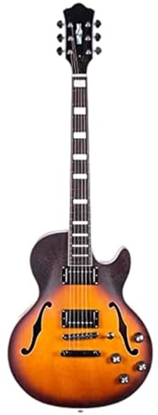 Elektrische Gitarre Musikinstrumente Semi Hollow Body E Gitarre Matt Lackiert Mit Tasche 6 Saiten Fester Steg Humbucker Tonabnehmer Mahagoni(VS)