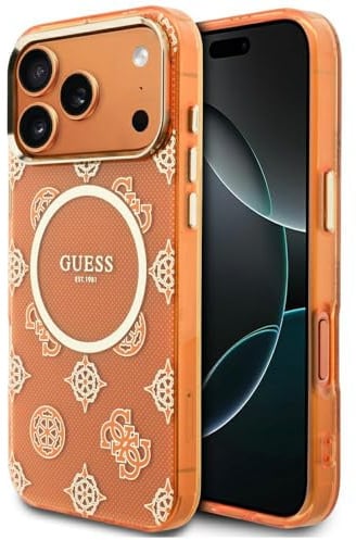 CG MOBILE Guess IML Peony Dot kompatibel mit MagSafe-Hülle für iPhone 17 Pro Max (Orange)