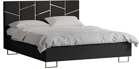 4ALL HOME Polsterbett Arctis 120/140/160/180/200x200 cm mit Bettkasten und Lattenrost – Designerbett – Komfortbett mit Stauraum – Mettalrahmen mit Gasdruckfedern (Royal 31 Schwarz, 160x200 cm)