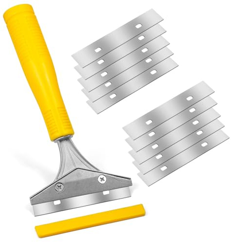 Bcautay Fensterschaber mit 10 Klingen, 8.2'' Schaber Werkzeug | Tapetenschaber Tapetenentferner für Fenster, Fliesen, Herdplatte, Kochfeld, Ofen, Aquarium, Farbe, Aufkleber, Prüfaufkleber