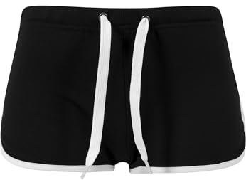 Urban Classics Damen Ladies French Terry Hotpants Short, Mehrfarbig (blk/wht 50), 36 (Herstellergröße: S)