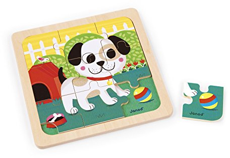 Janod J07066 Wooden puzzle 9 pieces, Titus Dog