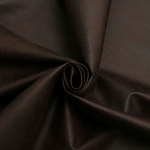 Nevada Antique Distressed Faux Leather Upholstery Fabric, Aged, 100% Polyester, 145cm Wide (Dark Brown)