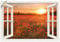 ARTland Wanddeko Wandtattoo selbstklebende Vinylfolie 100x70 cm Fensterblick Fenster Natur Botanik Blumen Mohnblumen Sonnenuntergang T5ZO