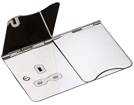 Knightsbridge FPR9UPCW Unswitched Floor Socket, Polished Chrome with White Insert, 13 A, 2G