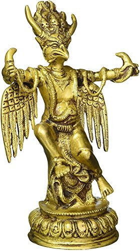 Artvarko Lord Vishnu Fahrzeug Garuda aus Messing, hält Schlangen, Statue für Segen, Gesundheit, Glück und Stabilität zu Hause und im Büro, Höhe 20,3 cm