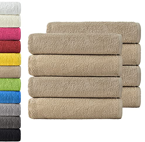 NatureMark 8er Spar-Pack Frottier Handtücher, Handtuch-Set, 50 x 100 cm, Sand/Beige, 100% Baumwolle