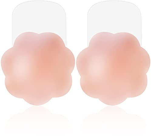 MELLIEX Nipple Cover - Silikon-Gel Brustaufkleber Damen BH Nippelabdeckung Selbstklebend hochdrücken & Wiederverwendbar, Kleidern und Badebekleidung (1 Paar Blume, L)