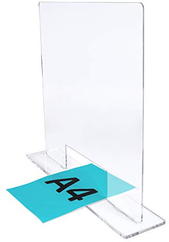 WANDKINGS Spuckschutz, mit Bodenplatte, Hustenschutz Niesschutz Virenschutz Thekenaufsatz Tischaufsatz Tresenaufsatz Transparent Acrylglas, große Durchreiche, Breite: 50 cm, Höhe: 50 cm