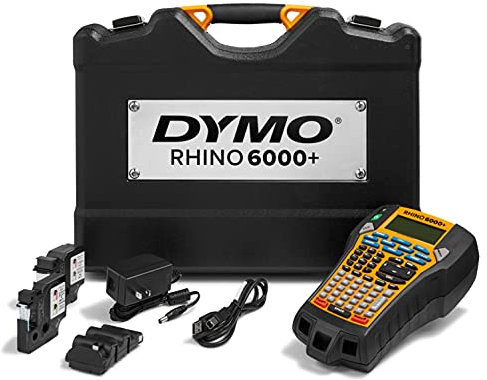 DYMO® Rhino™ 6000 Industrial Label Maker, Computer Connected Label Maker with Hard Carry Case, 1 Vinyl Tape Cassette, 1 Flexible Nylon Tape Cassette and Rechargeable Lithium Ion Battery