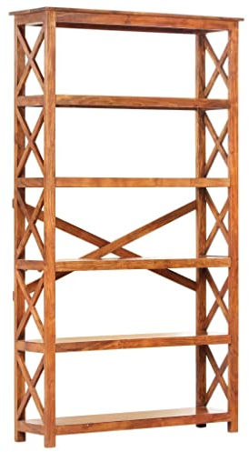 vidaXL Akazienholz Massiv Bücherregal Standregal Wandregal Regal Aktenregal Büroregal Holzregal Raumteiler 100x30x180cm Sheesham-Finish