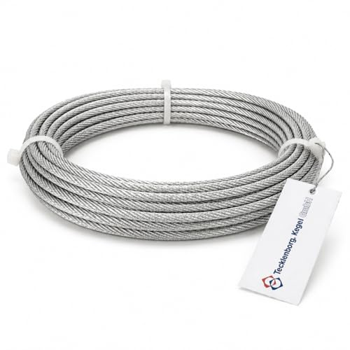 Edelstahlseil 2mm Ø | 5m Nutzlänge | V4A | Drahtseil 7x7 | mittelweich | AISI 316 | rostfrei | mittlere Dehnung - Tecklenborg, Kegel GmbH