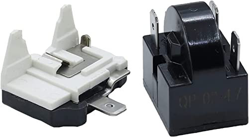 1pcs QP-02-4.7 PTC Refrigerator Start Relay 3 Pin Coolers Compressor Starter 4.7 ohm with 1pcs Refrigerator Overload Protector 1/2HP