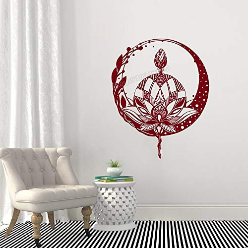 Zdklfm69 WandSticker Wandtattoos Lotusblume Mandala Meditation Yoga Studio Dekoration Böhmische Wanddekoration Vinyl Kunst Aufkleber 76x63cm