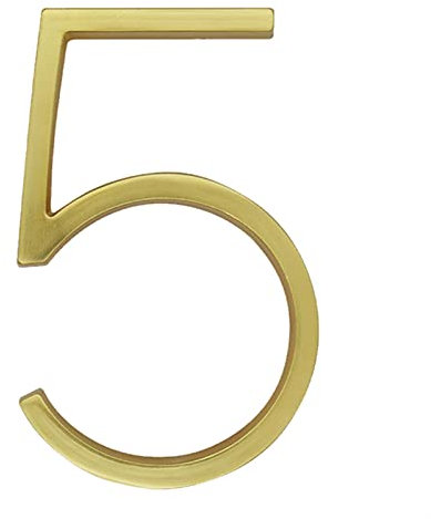 YZDKJ 127mm Golden Floating Modern House Number Satin Brass Door Home Address Numbers For House Digital Outdoor Sign Plates 5 In. #1 (Color : 5)