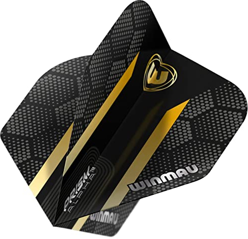 WINMAU Prism Alpha Black & Gold Hexagon Extra Thick Dart Flights - 1 Satz pro Packung (Insgesamt 3 Flüge)