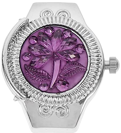 UKCOCO Quarzfinger Ring Uhr: 1 Stück Runde Vintage Fingeruhr Ring Dekorative Vintage Rose Muster Flip- Up- Abdeckung Watch Thanksgiving Mädchen Frauen Damen