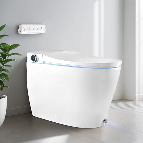 BidetMate Smart Elongated Bidet Toilet 6000 - Hands Free Opening and Closing - Instant Heated Water, Dryer and Seat - Cyclone-Dri Quick Drying Technology, Automatic Flushing