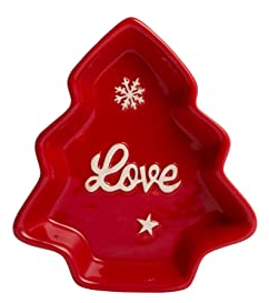H&H Natale Set 6 Piatti Albero, Ceramica, 15x13cm
