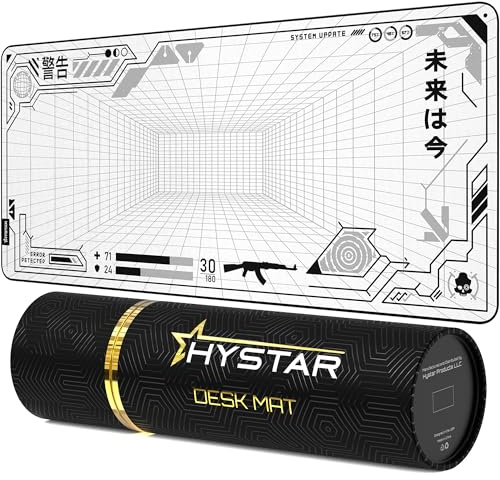 Hystar Alfombrilla de mouse extendida para juegos | XXL 36 x 16 pulgadas | 5 mm de grosor, superficie impermeable, tela de poliéster suave y base de goma natural | Mainframe (ligero)