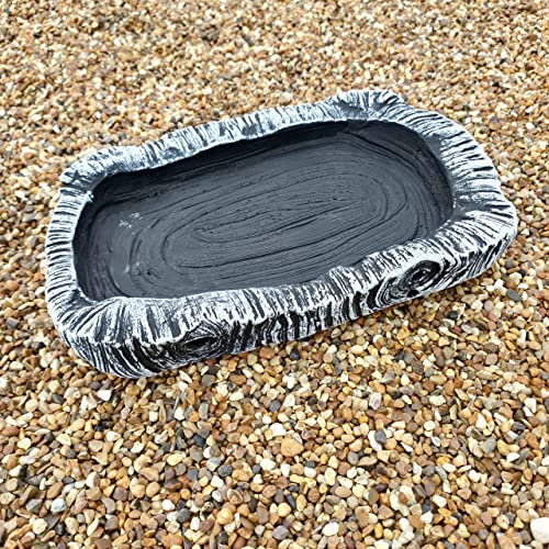 Garden Ornaments & Accessories Small Oval Log Effect Ground Bird Bath or Replacement Top Black and White