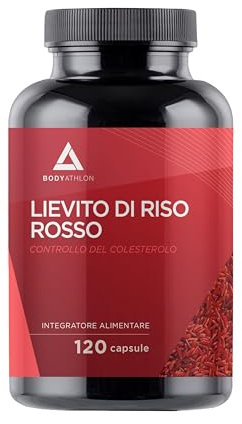 Riso Rosso Fermentato Colesterolo- 120 capsule- Tripla Azione- 20mg Coenzima Q10, Guggul, 2.9mg Monacolina K- Senza citrinina-Policosanoli, Acido Folico- Vegan- Bodyathlon