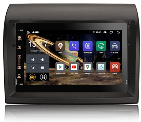 Erisin 7 Pouces 8 cœurs 4Go RAM 64Go ROM Android 13 Autoradio Bluetooth Navigateur GPS pour Fiat Ducato Citroën Jumper Peugeot Boxer Supporte Dab+ CarPlay sans Fil Android Auto DSP WiFi USB FM Canbus