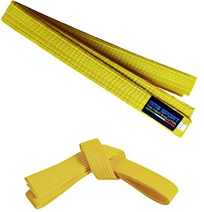 mmasport Ceinture Karaté Belt Judo Aikido Taekwondo Arts Martiaux en Coton (240 cm, Jaune)