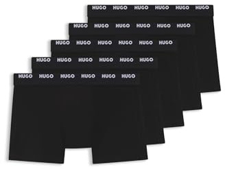 HUGO Mens Trunk Five Pack Five-Pack of Logo-Waistband Trunks in Stretch Cotton