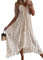 CUPSHE Damen Sommerkleid V Ausschnitt Floral Spitze Quasten Spaghetti Trägerkleid Freizeitkleider Hi-Low Party Boho Beach Maxi Dress Beige M