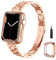 chuangshiji Armband Kompatibel mit Apple Watch 42mm 44mm 45mm Einstellbar Metall Ersatz für iWatch 9 8 7 6 5 4 3 2 1 SE Series, Edelstahl Armband für Apple Watch Band Apfelband Damen, Roségold