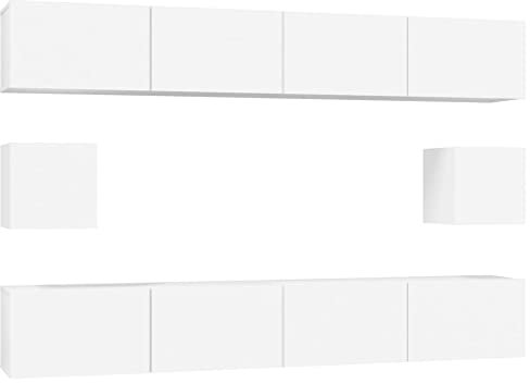 vidaXL TV Schrank Set 6-TLG. Wohnwand Schrankwand Anbauwand Hängeschrank Lowboard TV Möbel Fernsehschrank Wandschrank HiFi-Schrank Weiß Holzwerkstoff