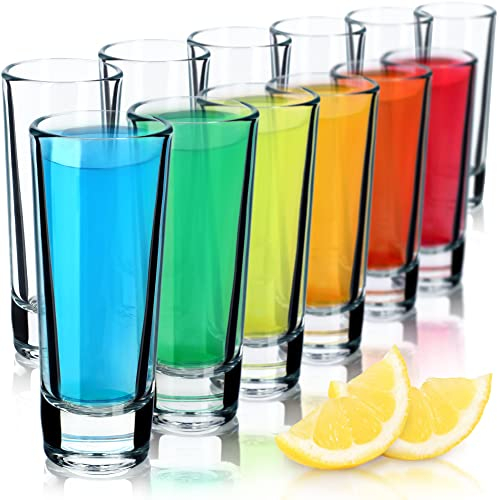KADAX Schnapsgläser, Shotgläser-Set aus Natrium-Calcium-Glas, spülmaschinenfeste Likörgläser, Schnapsglas mit dickem Boden für Whisky, Tequila, Wodka (Transparent, 12 Stück)