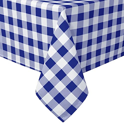 Hiasan Karierte Tischdecke Outdoor wetterfest aus Polyester, abwaschbar schmutzabweisend wasserabweisend knitterfrei Tischtuch für bierzeltgarnitur Esszimmer Party Garten, 140x280cm Blau und Weiß