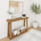 YEBABFIT Plank+Beam Solid Wood Console Table with Storage, 46.25 Inch, Sofa Table with Shelf, Narrow Entryway Table for Hallway, Behind The Couch, Living Room, Foyer, Easy Assembly, Pecan