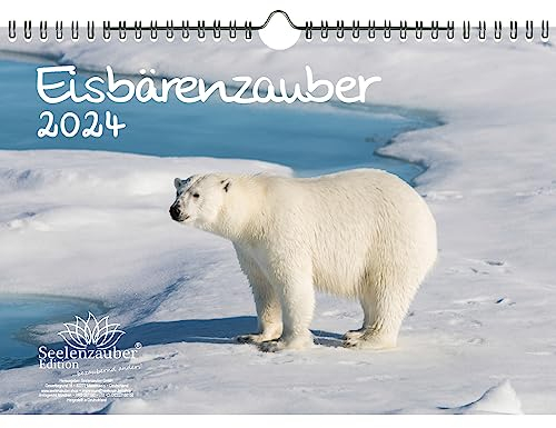 Eisbärenzauber DIN A4 Kalender für 2024 Eisbär - Geschenkset Inhalt: 1x Kalender, 1x Weihnachts- und 1x Grußkarte (insgesamt 3 Teile)