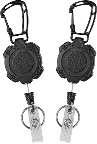 Vicloon Retractable Schlüsselrolle, 2pcs jojo Badge Reel, Einziehbarer Ausweishalter, strapazierfähiger Karabiner-Schlüsselanhänger Robuster Metall-Ausweishalter