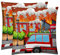 A Village on Fire Red Fire Truck 2 Stück, dekorativer quadratischer Überwurf-Kissenbezug, Kissenbezug, Heimdekoration, Dekorationen für Sofa, Couch, Bett, Stuhl