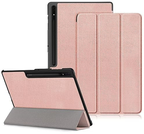 DINGGUAGUA Funda para Tablet Samsung Galaxy Tab S9 Ultra/S8 Ultra 14.6 Pulgadas 2023 SM-X910/X916B/X918U/X900/X906,Ultra Delgado Tablet Estuche con Función de Soporte y Auto Estela/Sueño,Oro Rosa