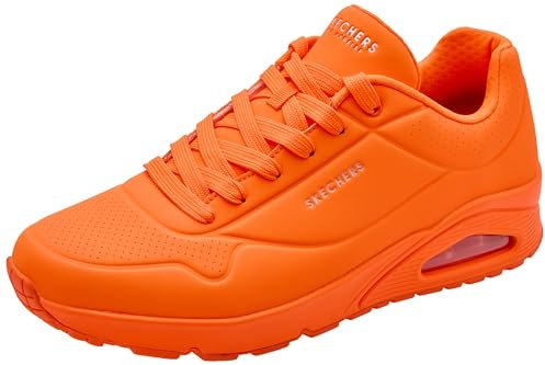 Skechers Baskets UNO Stand on Air pour Femme, Orange Soir avec Motif Zigzag Coucher de Soleil Chevron, 41 EU