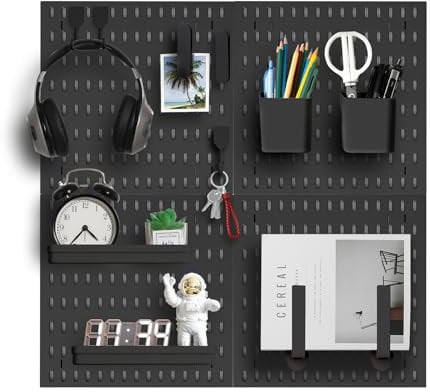 Zestify Revamp Your Space with A Versatile Pegboard Kit - Effortlessly Organize Home, Office, and Gaming Setup with Customizable Hanging Solutions (Black) (DDB-US2)