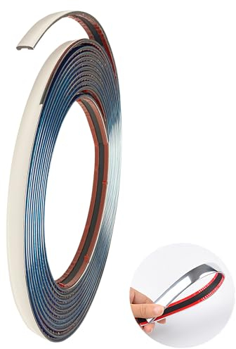 Chrome Bande de Garniture Voiture 8mm*5m Baguette Adhesive Chrome pour Carrosserie Fenêtre Décoration Extérieure (5M, 8mm)