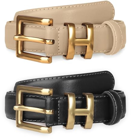 Aurolran Damen Mode Klassischer Metall-Schnallen-Leder-Gürtel für Jeans und Kleider., 26-27 (Pant 1-5)